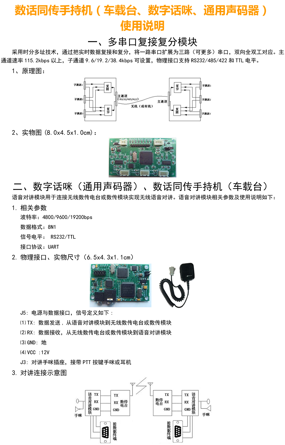 数话同传手持机/车载台（数字话咪、通用声码器）(图1)